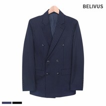 빌리버스 남자 자켓 BAX034 남성 더블 블레이저 스트라이프 아우터