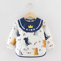 X G봄 가을 겨울 유치원 여름 아기 양풍 덮개 여자 보물 어린이 식사 주머니 방수 더러움 방지 그림 그리기, 크라운 라운드 칼라 악어