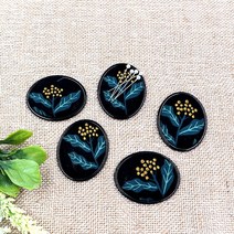 마미쏘잉/ 니들마인더 5개-블랙플라워 미니타원/ 자석 마그네틱핀쿠션/ 바늘꽂이/ 수업 공방용 수예용품도매