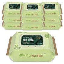 생분해 헬케어 에코 물티슈 72매x10개 캡형 레이온 100% 원단 아기물티슈, 30개(1BOX)