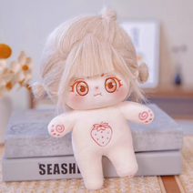 무속성 솜인형 아이돌 솜깅이 20cm 몸체 그레이 등, 인형+랜덤옷+빗고무줄+가위머리핀, 딸기