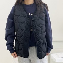 빅걸스토리 여성 빅사이즈 패딩 단추 브이넥 포켓 캐주얼 겨울 조끼