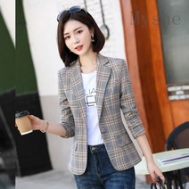 [Myshe]봄 가을 여성 체크무늬 자켓 슬림핏 정장자켓 SheFEI811XF7