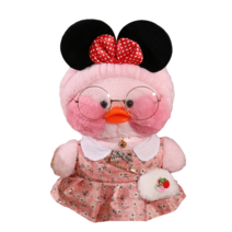 PKTOYS DIY 재밌고 귀여운 빵빵덕 강아지 오리 인형 오가닉 애착 봉제 인형옷 크리스마스 명절 선물, 미키 헤어 벨트 분쇄 꽃 스커트 딸기 가방, 30cm