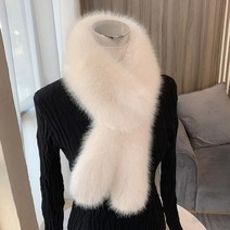 토끼털목도리 밍크머플러 페이크퍼목도리 토끼 귀 여성 겨울 따뜻한 플러시 스카프 모피 칼라 리본 모조 Aa