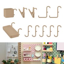 11 Pieces Dollhouse Wall Mount Shelf Miniature Organizer Hooks Model Toys for BJD Ob11 Doll House Ki, [01] beige