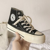 [베리슈] 4.5cm 키높이 캔버스화 스니커즈 하이탑 운동화