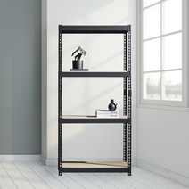앵글선반 철제 창고 다용도실선반 4단 500 x 300 x 1650, 블랙, 12mm 강화 MDF 보드