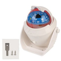 차량용나침반 조정 가능한 자동차 회전 나침반 방수 전자 네비게이션 가이드 볼 보트 해양용, 하얀, 1개