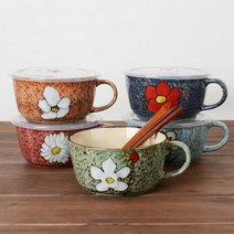 L&C 소담 밀폐뚜껑 라면기 라면그릇 국그릇 우동그릇 손잡이그릇 1인조, 그린 1인조, 1개