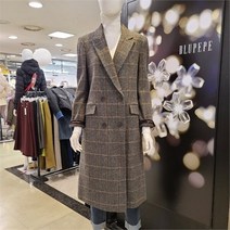 블루페페 헤링본 체크 롱 코트 P214MSG714