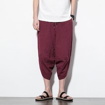 스트라이프 와이드 린넨 7부바지 칠부밴딩팬츠 뉴타임즈 S119X157