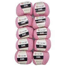 얀아트 진스 YarnArt Jeans 10개입 50g 뜨개질 초보용 대용량 콘사 울 플레인 면사 아크릴 핑크 36