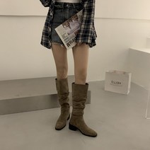 술도녀 군화 싸이하이 가을 해린 레인 플랫폼 뉴진스 조이 스웨이드 웨스턴 셔링 부츠 버클