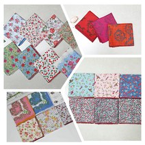 8+1 국산 면 손수건 플라워 쁘띠스카프 꽃무늬 뜨깨 자수 손수건 코튼