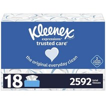 Kleenex Expressions Trusted Care 페이셜 티슈 플랫 박스 8개 박스당 티슈 160개 2겹 (총 1 280개)