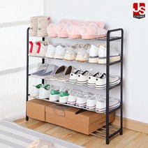 JS리빙 원목 신발장 정리대 슈즈렉 거치대 정리함 아파트 조립식 수납장 선반 다용도 신발 가정용 수납 정리 간이 현관 인테리어 사무실 H_5 80*20*80, 모리스 (블랙)