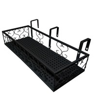 모칸도 베란다 화분걸이대(직각형 60x25cm고층용) 고리3개형, 블랙