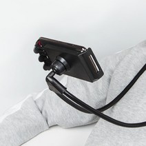 누워서 보는 만능 스마트폰 핸드폰 목걸이형 자바라 거치대, 블랙, 2개