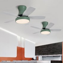 천장형선풍기 모던 원격 제어 Led 천장 선풍기 램프 식당 거실 주방 목재 북유럽 흡입 팬, [03] Green, [01] 36 inch with remote, [02] 220V