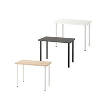 [착불배송_추가배송비_30 000원] 이케아 LINNMON 테이블 (100x60)+ADILS 기본다리세트, 화이트스테인(참나무무늬)상판-블랙다리