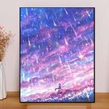 하늘 풍경 보석십자수 큐빅 그림 아름다운 유성우 거실 침실 패치 크로스 집콕 놀이, 풀 다이아몬드80100cm지플락 백 나인 다이아몬