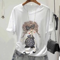 리더스타 당일발송 박스티 자체제작 소녀 프린팅 반팔 티셔츠