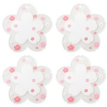 비바셀 냄비받침 벚꽃 코스터 컵받침 PVC, 화이트