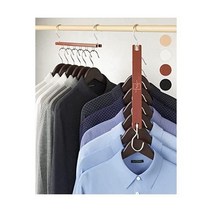 MORALVE 옷장 정리용 공간 절약형 행거 - 의류용 절약 행거용 나무 셔츠 정리함 4팩 의류 스태커 접이식, 4 Pack, 마호가니