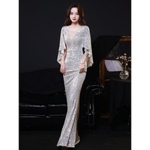 비경 연말시상식 반짝이 블링블링 연주복 행사 여신드레스 브이넥 슬림