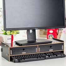 DIY 목아픔방지 모니터받침대 원목받침대 와이드선반 듀얼 무선충전 대모듈 미니 높이조절 유리, 쿠팡 모니터받침대 화이트