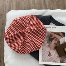 가을과 겨울 바둑판 체크 무늬 베레모 여성용 여름 인넷 붉은 구름 모자 여성용 봄과 가을