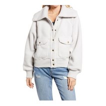 Free People 여성용 샤스타 스냅 업 플리스 봄버 재킷 모닝 포그 콤보 미디엄
