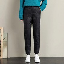 우모복 백패킹 우모 보온 패딩 다운 바지 여성 겨울 따뜻한 면 방풍 벨벳 두꺼운 퀼트 탄성 허리 캐주얼