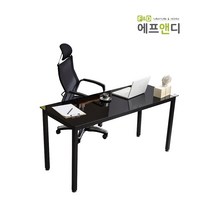 에프앤디 TS 04-W1800 강화유리 책상 사무용가구, 블랙/블랙