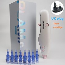 플라맥스 하이드라 더마 펜 물 메조테라피 마이크로 니들링 자동 마이크로 무선 메조건 페이셜 스킨 케, 03 UK 10 cartridge