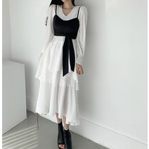 캉캉쉬폰 뷔스티에 세트 원피스