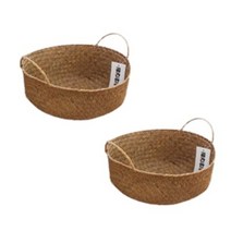 내일의공간 둥근달 원형 손잡이 라탄바구니, L 2개