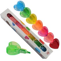 하트 형광펜 6가지색상 레인보우 형광펜