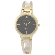 Anne Klein 오픈 뱅글 여성용 손목시계 로즈골드 다이아몬드 악센트 다이얼 (AK/2626RGRG), Gold/Black