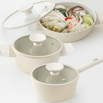 코지 크림 IH 풀 인덕션 냄비세트 3종 (18편수+20양수+24전골), 18편수+20양수+24전골