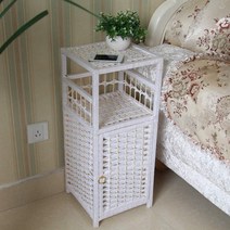 라탄수납장 라탄수납협탁 라탄 등나무 좁은 틈새 코너 모서리 슬림 수납장 침대협탁 침대선반, 직접설치, C 28x28x66