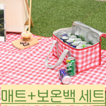 에쎈피 피크닉 매트 보온백 세트 한강 돗자리 프리미엄 방수, 그린리프, 옐로우체크