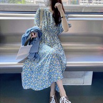 러블리 청순 꽃무늬 롱원피스 여자 신혼 여행룩 패션 0.9326ea