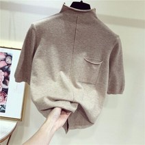 여성블라우스 프릴 셔츠 데일리룩 하프 슬리브 탑 여성 니트 스웨터 터틀넥 한국 패션 풀오버 7 색 2023