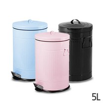 파스텔 모던 컬러 휴지통 (양철) 5L (블루/핑크/블랙/화이트), 단품