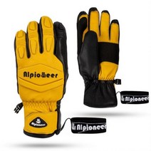 스키 장비 ALPIONEER- 장갑 남성 및 여성 전문 스노우모빌 스노우보드 장갑 겨울용 따뜻한 가죽 장갑 방수 스노우 장갑, XS, 01 HENRY Yellow A Pair