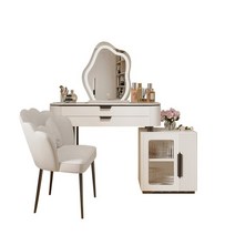 북유럽 엔틱 미니 화장대 북유럽 원목 메이크업 화장대 가정 가구용 거울 고급 디자인 침실 다층 드레싱, 10 White D-80cm