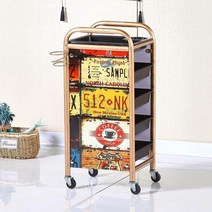 레트로 5단 미용실 츄레이 미용 트레이 가위 정리대 기자재 카트 웨건, C
