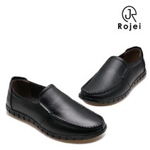 [로제이]남자 가죽 스티치 슬립온 RMK003_BL